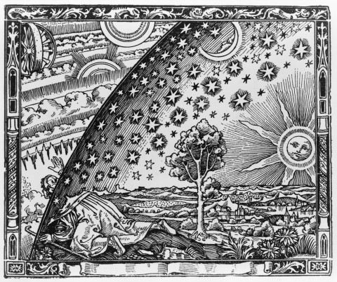 Anonyme, "Gravure sur bois de Flammarion" (titre attribué), date inconnue, gravure sur bois.